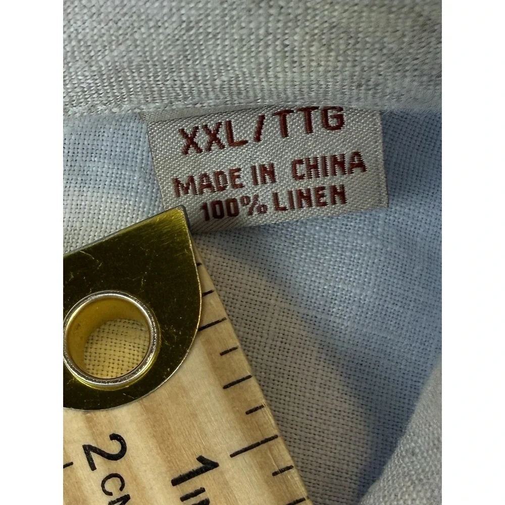 Tommy Bahama Shirt Mens XXL 100%‎ Linen Short Sleeve Button Up Light Blue